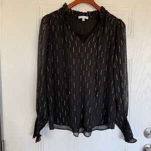 2 for $20 sale; Maison D’Amelie Paris black metallic gold long sleeve Blouse - M